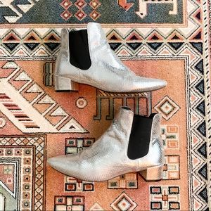 topshop | silver metallic snakeskin booties